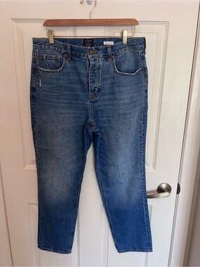 J. Crew High-Rise Straight Jeans in Medium Blue Denim